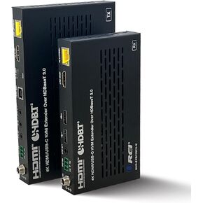 OREI 4K KVM HDMI USB-C Extender Balun HDBaseT 3.0 UltraHD 4K @ 60Hz 4:4:4 Over Single CAT5e/6/7 Cable with HDR, LAN, CEC, & IR Support, RS-232 Up to 330 Ft Audio Out - Power Over Cable
