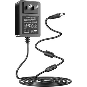 12V 2A AC Adapter Power Cord for Audio Technica Turntable Audio-Technica AT-LP60X AT-LP60X-BK AT-LP60X-BW AT-LP60XBT-RD AT-LP120XUSB-BK Direct-Drive Turntable Record Player