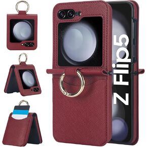 for Samsung Galaxy Z Flip 6 Case,Galaxy Z Flip 6 Leather Case with RFID Blocking Card Holder,Kickstand Shockproof Protective Phone Case Women Men for Galaxy Z Flip 6 (Purple)
