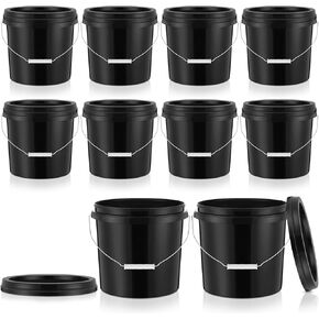 Tioncy 10 Pcs 2 Gallon Plastic Bucket with Lid Heavy Duty 2 Gallon Bucket Pail with Lid Handle for Storage Container Home Household Cleaning(Blue)