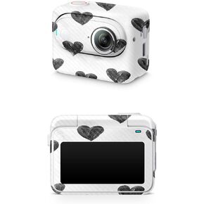 Carbon Fiber Skin Compatible with Insta360 GO 3 (2023) - Ink Hearts - Premium 3M Vinyl Protective Wrap Decal Cover - Easy to Apply | Crafted in The USA by MightySkins