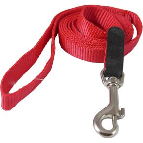 Dog Leash 1/2" Wide Nylon 5ft Length with Leather Enforced Snap Red Small