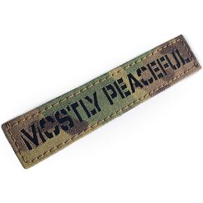 Lasercut Morale Patch "Mostly Peaceful" Multicam with Reflective Black Lettering