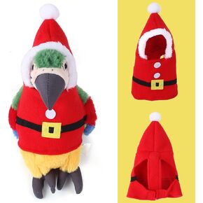 SEIS Bird Santa Claus Hoodie Funny Christmas Small Pet Costume Xmas Parrot Apparel Winter Clothes for Parakeet Cockatiel Sun Conure (B-M (Chest Circumference 7.9"))