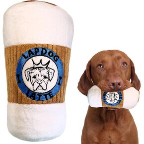LapDog New Latte Plush Designer Dog Toy with Interactive Squeaker and Crinkle, Dog Gift, Cute, Fun, Parody, Stimulating Pet Enrichment, Machine-Washable & Safe Materials for All Dog Breeds