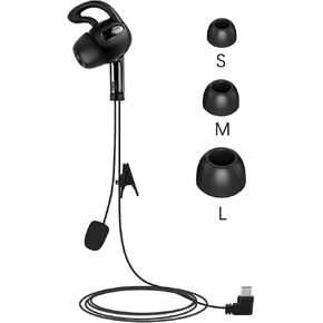 Left Ear Referee Earpiece, USB C Headset Earhook Earphone Fit for V6 V4 Soccer Football Coach Intercom Radio