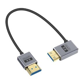 Duttek 8K HDMI to Mini HDMI Cable, 48Gbps Mini HDMI 2.1 Cord, Ultra Thin Left Angle Mini HDMI to HDMI Male Cable, Support High Speed 8K@60Hz, 4K@240Hz for Camera, Camcorder 4FT/1.2M