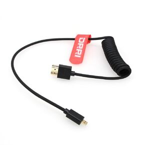 DRRI High Speed 8K Micro HDMI to HDMI 2.1 Braided Coiled Cable for Sony F55 A6600 a7S A7S3 A74 BMPCC4k Camera to Atomos Ninja Ninja V