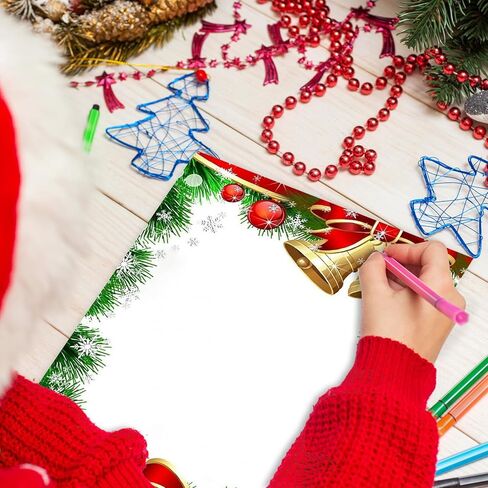 AnyDesign 60 قطعة من ورق قرطاسية عيد الميلاد بالألوان المائية لعيد الميلاد وحواف التوت ورق كتابة الحروف المزخرفة للملاحظات وبطاقات التهنئة والطباعة المدرسية والمكتبية، 8.5 × 11 بوصة in Kuwait