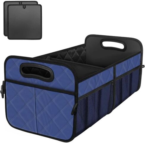 منظم صندوق السيارة، منظمات السيارة القابلة للطي والتخزين مع 6 جيوب، منظم صندوق السيارة متعدد المقصورات سعة 50 لتر، ملحقات السيارة للنساء والرجال - أسود in Kuwait