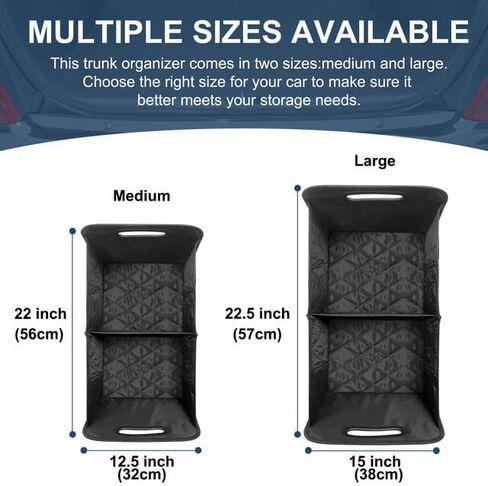 منظم صندوق السيارة، منظمات السيارة القابلة للطي والتخزين مع 6 جيوب، منظم صندوق السيارة متعدد المقصورات سعة 50 لتر، ملحقات السيارة للنساء والرجال - أسود in Kuwait