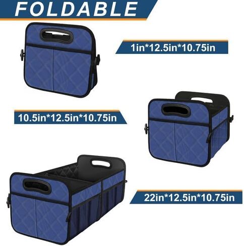 منظم صندوق السيارة، منظمات السيارة القابلة للطي والتخزين مع 6 جيوب، منظم صندوق السيارة متعدد المقصورات سعة 50 لتر، ملحقات السيارة للنساء والرجال - أسود in Kuwait