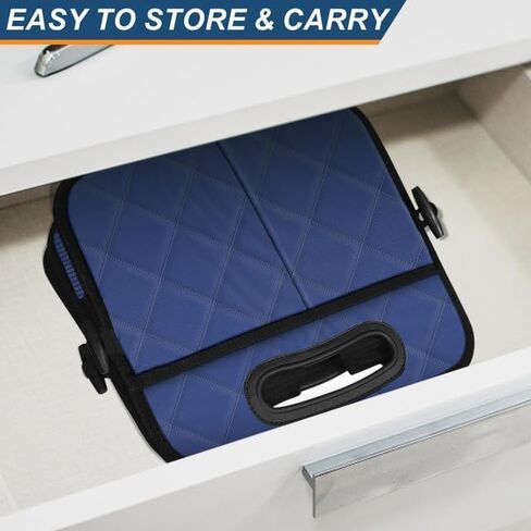 منظم صندوق السيارة، منظمات السيارة القابلة للطي والتخزين مع 6 جيوب، منظم صندوق السيارة متعدد المقصورات سعة 50 لتر، ملحقات السيارة للنساء والرجال - أسود in Kuwait