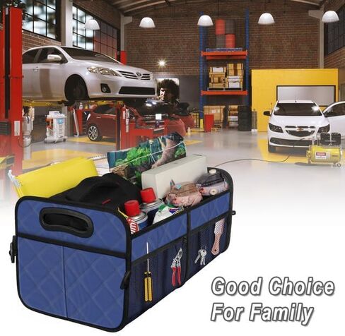 منظم صندوق السيارة، منظمات السيارة القابلة للطي والتخزين مع 6 جيوب، منظم صندوق السيارة متعدد المقصورات سعة 50 لتر، ملحقات السيارة للنساء والرجال - أسود in Kuwait