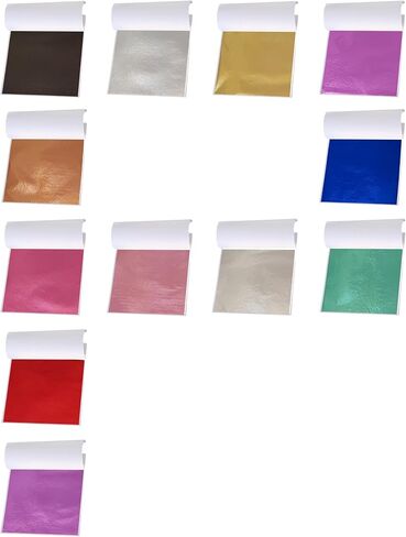 PEKPAK Gold Leaf Sheets for Art，100PCS Gold Foil Sheets,Imitation Gold Leaf Paper for DIY Art Decoration, Nails, Handicrafts, Bronzing, Furniture, Painting, Resin(Purple) in Saudi Arabia