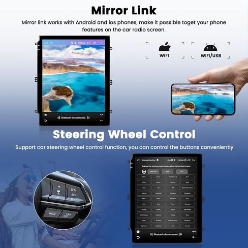 9.7 Inch Car Stereo for Hyundai Elantra 2014 2015 with Wireless Apple Carplay Android Auto, 2+64G Android 13 Touch Screen Car Radio GPS WiFi BT FM RDS Radio SWC Mirror Link EQ Backup Camera in Saudi Arabia