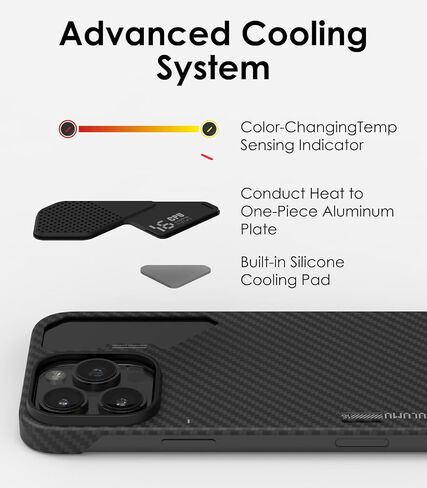 Aulumu A16 Aramid Fiber for iPhone 16 Pro Max Case | 1500D Ultra Slim Woven | Real Cooling | Compatible with MagSafe Black in Saudi Arabia