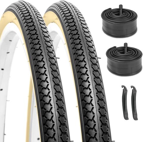 Hycline 26 Inch Bike Tires Set: 2-Pack 26X1 3/8 inch (37-590mm) Folding Replacement Bicycle Tires and Pair 26X1 3/8 Bike Tubes Schrader Valve with Tire Levers for Vintage Urban City Commuter Bike in Saudi Arabia