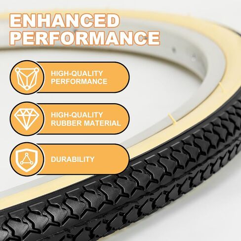 Hycline 26 Inch Bike Tires Set: 2-Pack 26X1 3/8 inch (37-590mm) Folding Replacement Bicycle Tires and Pair 26X1 3/8 Bike Tubes Schrader Valve with Tire Levers for Vintage Urban City Commuter Bike in Saudi Arabia