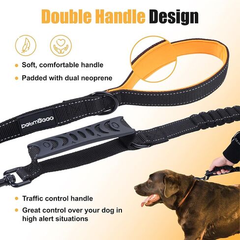 Premium 5.5FT Reflective Bungee Dog Leash for Medium and Large Dogs - Shock Absorbing with Padded Handle and Traffic Handle - Perfect for Training and Control in Saudi Arabia