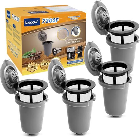 KEEPOW 2PCS Reusable Filter Cup for Cuisinart Coffee Maker Filter Replacement Parts, Reusable Coffee Filters for Cuisinart Single Serve Coffee Maker for HomeBarista Reusable Filter Cup in Kuwait
