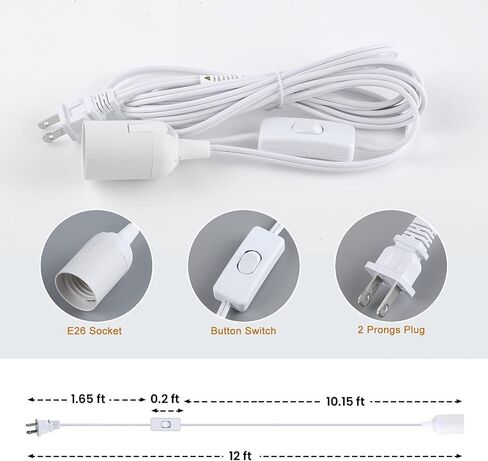 Simple Deluxe 15 Feet Extension Hanging Lantern Pendant Light Cord with E26 Socket, Featuring an On/Off Switch(Bulb Not Included) in Saudi Arabia