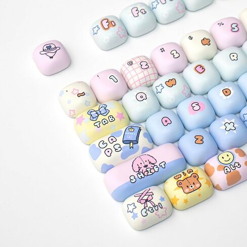Cute MOG Profile Keycaps, 144 Keys Round PBT Keycap Set, Yellow White Kawaii Keycaps, Dye-Sub Custom Keyboard Minimalist Key Caps for 100% 75% 65% 60% MX Swithes Mechanical Keyboard(Soymilk) in Saudi Arabia
