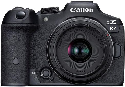 Canon EOS R7 Mirrorless Camera Content Creator Kit Including Body + 18-45mm is STM Lens + Microphone + 2 Battery 5137C055 Bundle with Deco Gear Photography Bag + Monopod + Software & Accessories in Saudi Arabia