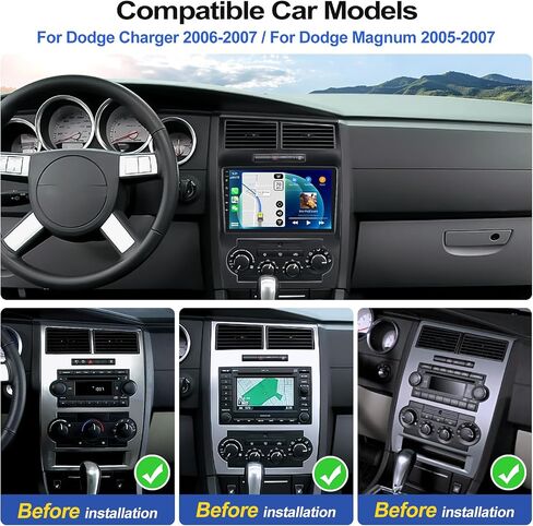 راديو ستيريو للسيارة 2+64 جيجا بايت لسيارة دودج تشارجر ماغنوم 2006 2007 مع CarPlay اللاسلكي Android Auto 9 بوصة تعمل باللمس وحدة الرأس Android 13 مع نظام ملاحة GPS HiFi Bluetooth FM AHD كاميرا احتياطية in Saudi Arabia