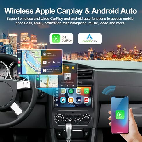 راديو ستيريو للسيارة 2+64 جيجا بايت لسيارة دودج تشارجر ماغنوم 2006 2007 مع CarPlay اللاسلكي Android Auto 9 بوصة تعمل باللمس وحدة الرأس Android 13 مع نظام ملاحة GPS HiFi Bluetooth FM AHD كاميرا احتياطية in Saudi Arabia