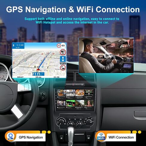 راديو ستيريو للسيارة 2+64 جيجا بايت لسيارة دودج تشارجر ماغنوم 2006 2007 مع CarPlay اللاسلكي Android Auto 9 بوصة تعمل باللمس وحدة الرأس Android 13 مع نظام ملاحة GPS HiFi Bluetooth FM AHD كاميرا احتياطية in Saudi Arabia