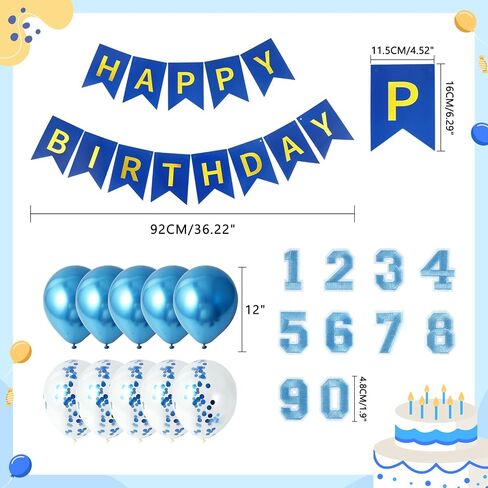E-Clover Dog Birthday Party Supplies-Dog Birthday Bandana Boy & Matching Scrunchie Happy Birthday Banner Balloons 0-9 Number for Medium Large Dogs Gift Blue in Saudi Arabia