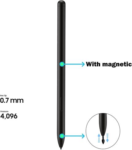 Galaxy Tab S10+/S10 Ultra S Pen Replacement for Samsung Galaxy Tab S10+/S10 Ultra Stylus Touch S Pen, Tab S10+ S Pen for Samsung Galaxy Tab S10+ S Pen with Free 5 Tips(WithoutBluetooth,Black) in Kuwait