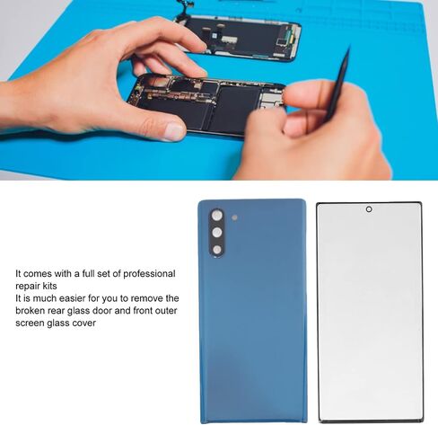 for Note 10 Replacement Rear Glass Cover, Front Screen Glass Repair Kit, DIY, with a Full Set of Repair Tools (Blue) in Kuwait
