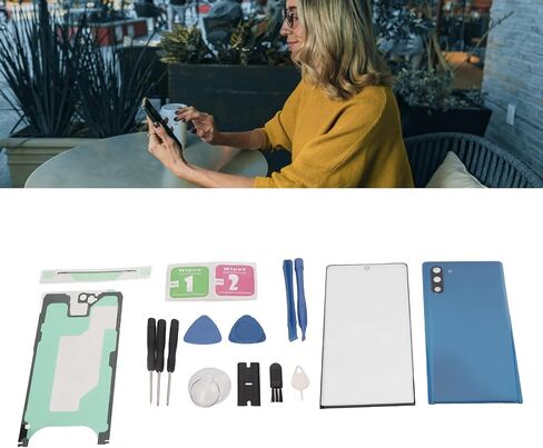 for Note 10 Replacement Rear Glass Cover, Front Screen Glass Repair Kit, DIY, with a Full Set of Repair Tools (Blue) in Kuwait