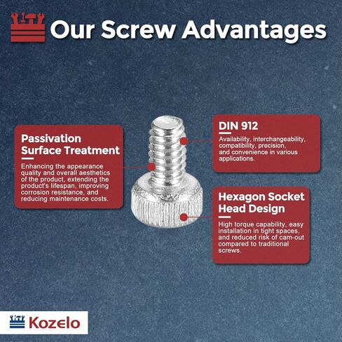 50pcs Socket Head Cap Screws - [M2.5-0.45 x 12mm] 304 Stainless Steel Fully Threaded Allen Socket Drive for Electrical Motor 3D Printing Fan Engine Replacement Use, Silver in Kuwait
