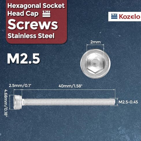 50pcs Socket Head Cap Screws - [M2.5-0.45 x 12mm] 304 Stainless Steel Fully Threaded Allen Socket Drive for Electrical Motor 3D Printing Fan Engine Replacement Use, Silver in Kuwait