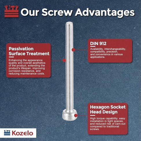 50pcs Socket Head Cap Screws - [M2.5-0.45 x 12mm] 304 Stainless Steel Fully Threaded Allen Socket Drive for Electrical Motor 3D Printing Fan Engine Replacement Use, Silver in Kuwait