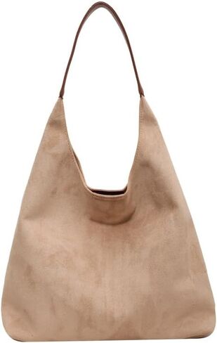 Suede Hobo Bag for Women Slouchy Purse Fashionable Office Tote Handbag(Coffee) in Saudi Arabia