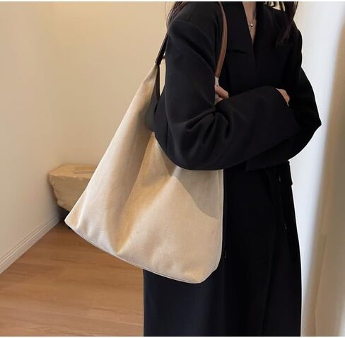 Suede Hobo Bag for Women Slouchy Purse Fashionable Office Tote Handbag(Coffee) in Saudi Arabia
