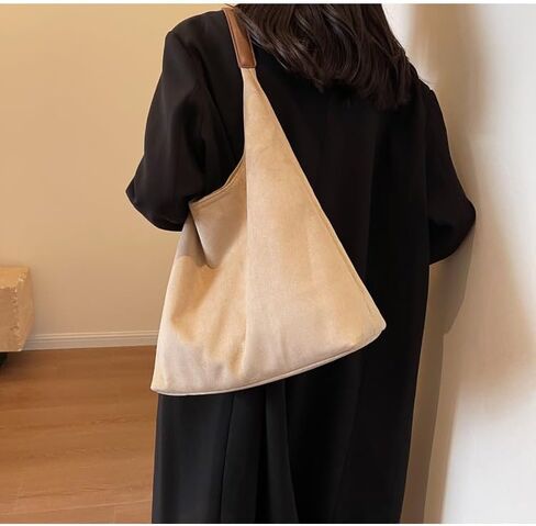 Suede Hobo Bag for Women Slouchy Purse Fashionable Office Tote Handbag(Coffee) in Saudi Arabia