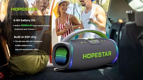 WorryFree Gadgets مكبر صوت محمول من سلسلة Hopestar بقدرة 300 واط مع مقبض وميكروفون (رمادي) in Saudi Arabia