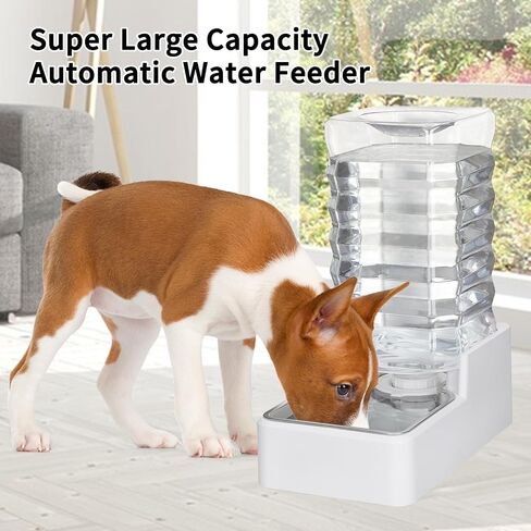 9L Upgraded Automatic Large Capacity Dog and Cat Water Dispenser with Stainless Steel Bowl,100% BPA-Free,Gravity Waterer,Suitable for Medium and Large-Sized Cats and Dogs (White, 9L+) in Saudi Arabia