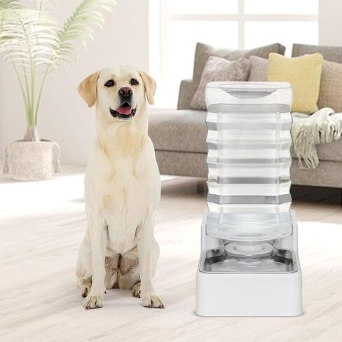9L Upgraded Automatic Large Capacity Dog and Cat Water Dispenser with Stainless Steel Bowl,100% BPA-Free,Gravity Waterer,Suitable for Medium and Large-Sized Cats and Dogs (White, 9L+) in Saudi Arabia