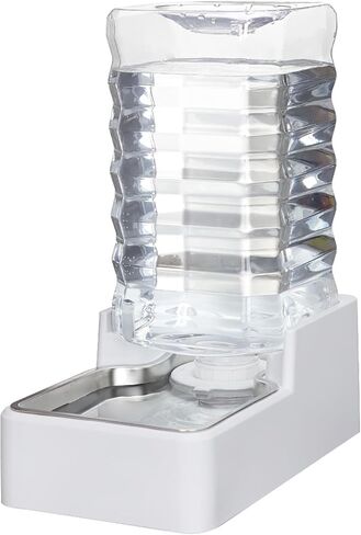 9L Upgraded Automatic Large Capacity Dog and Cat Water Dispenser with Stainless Steel Bowl,100% BPA-Free,Gravity Waterer,Suitable for Medium and Large-Sized Cats and Dogs (White, 9L+) in Saudi Arabia