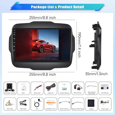 4+64G 8-Core Android 13 Car Stereo for Jeep Renegade 2015-2020 with Wireless CarPlay Android Auto, 9 '' IPS Touchscreen GPS Navigation with WiFi Mirror Link Bluetooth FM RDS DSP EQ SWC Backup Camera in Kuwait