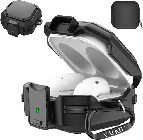 Valkit Compatible Galaxy Buds FE Case 2023/Buds 2 Pro 2022/Buds 2/Buds Pro/Buds Live Case Cover with Lock, Carbon Fiber Shockproof Protective Case for Men Women with Keychain for Samsung Earbuds in Saudi Arabia