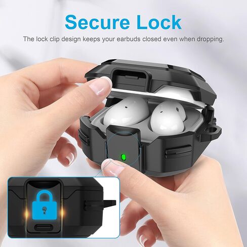 Valkit Compatible Galaxy Buds FE Case 2023/Buds 2 Pro 2022/Buds 2/Buds Pro/Buds Live Case Cover with Lock, Carbon Fiber Shockproof Protective Case for Men Women with Keychain for Samsung Earbuds in Saudi Arabia