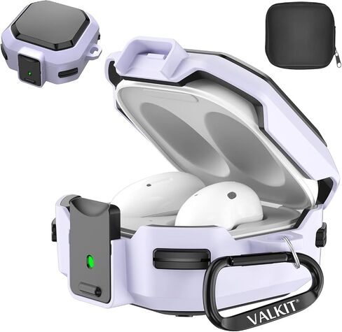 Valkit Compatible Galaxy Buds FE Case 2023/Buds 2 Pro 2022/Buds 2/Buds Pro/Buds Live Case Cover with Lock, Carbon Fiber Shockproof Protective Case for Men Women with Keychain for Samsung Earbuds in Saudi Arabia