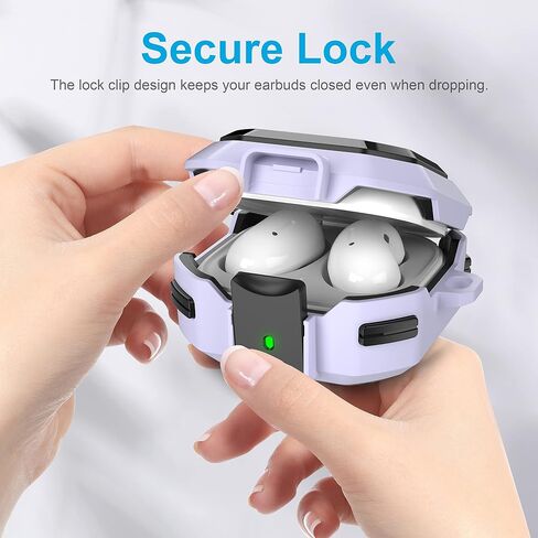 Valkit Compatible Galaxy Buds FE Case 2023/Buds 2 Pro 2022/Buds 2/Buds Pro/Buds Live Case Cover with Lock, Carbon Fiber Shockproof Protective Case for Men Women with Keychain for Samsung Earbuds in Saudi Arabia